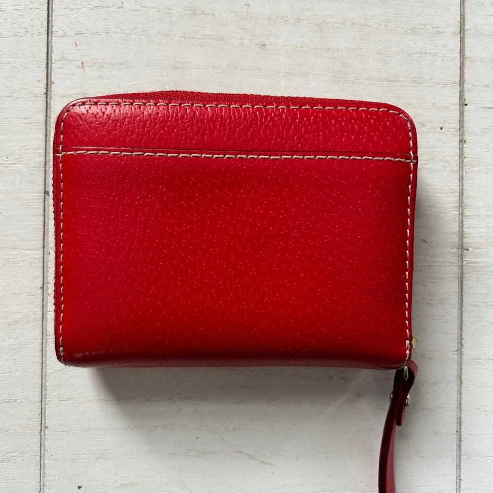Kate Spade New York Red‎ Leather Zip Around Small Wallet Card Holder